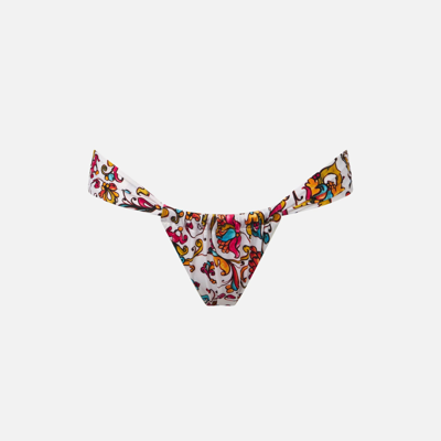 Mc2 Saint Barth Woman Cheeky Swim Briefs With Maiolica Print In Multicolor