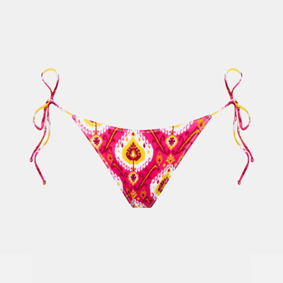 Mc2 Saint Barth Woman Cheeky Swim Briefs With Ikat Print In Pink