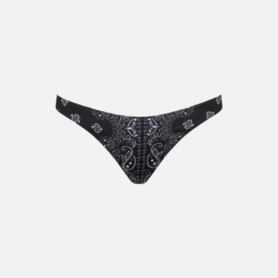 Mc2 Saint Barth Woman Cheeky Swim Briefs With Bandanna Print In Black