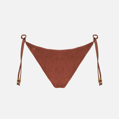 Mc2 Saint Barth Marielle Crinkle Nylon Bikini Slip In Brown