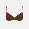 Mc2 Saint Barth Woman Brown Crinkle Underwired Bralette Swimsuit In Brown