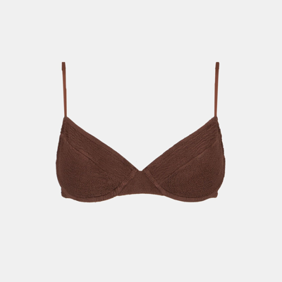 Mc2 Saint Barth Woman Brown Crinkle Underwired Bralette Swimsuit