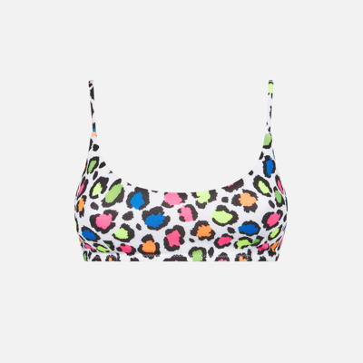 Mc2 Saint Barth Woman Bralette Top With Multicolor Animalier Print