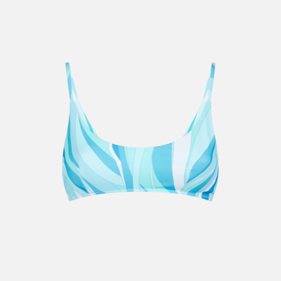 Mc2 Saint Barth Woman Bralette Swimsuit With Multicolor Waves In Blue