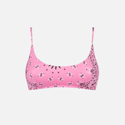 Mc2 Saint Barth Woman Bralette Swimsuit With Pink Bandanna Print