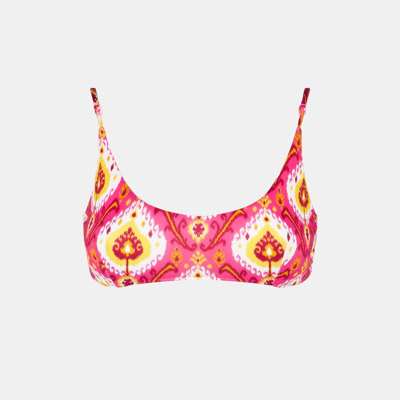 Mc2 Saint Barth Woman Bralette Swimsuit With Ikat Print In Pink