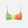 Mc2 Saint Barth Woman Bralette Swimsuit With Multicolor Bandanna Print In Fluo