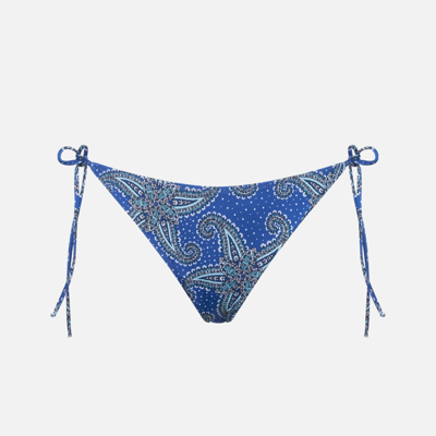Mc2 Saint Barth Woman Blue Swim Briefs With Paisley Pattern