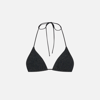 Mc2 Saint Barth Woman Black Lurex Crinkle Triangle Top In Black