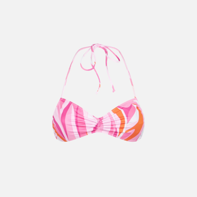Mc2 Saint Barth Woman Bandeau Top With Wave Print In Pink