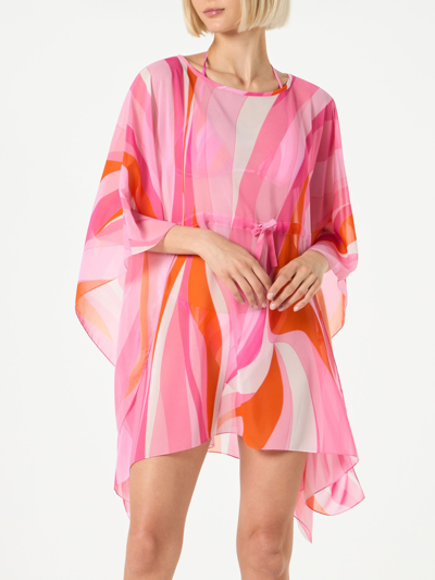 Mc2 Saint Barth Pink And Orange Wave Print Caftan