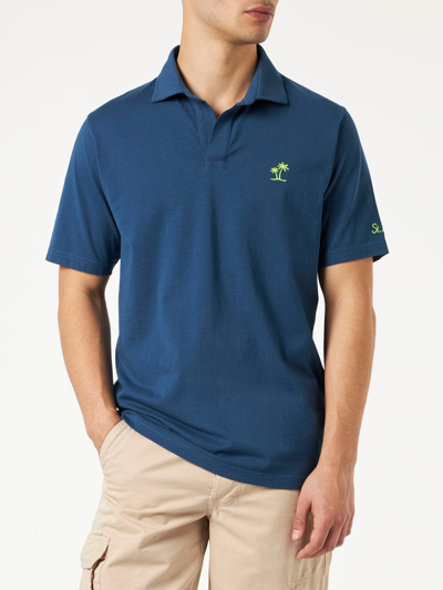 Mc2 Saint Barth Navy Bluecotton Jersey Man Polo