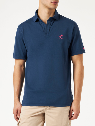 Mc2 Saint Barth Navy Blue Cotton Jersey Man Polo