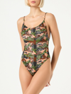 Shop Mc2 Saint Barth Mimetic Bandanna Print One Piece Swimsuit In Grey