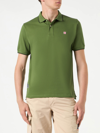 MC2 SAINT BARTH MILITARY GREEN PIQUET POLO WITH ST. BARTH CHECK LOGO