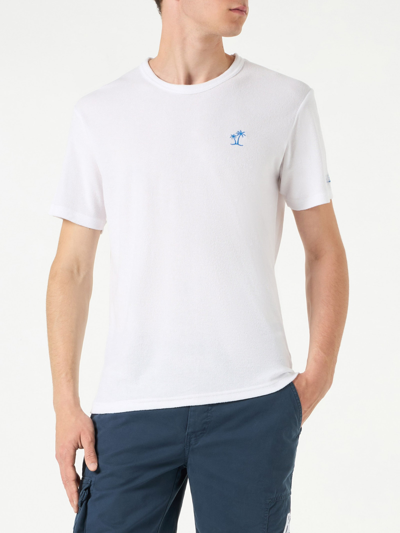 Mc2 Saint Barth Man White Terry T-shirt With Pocket