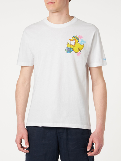 Mc2 Saint Barth Man T-shirt With Crypto Duck Print Crypto Puppets® Special Edition In White