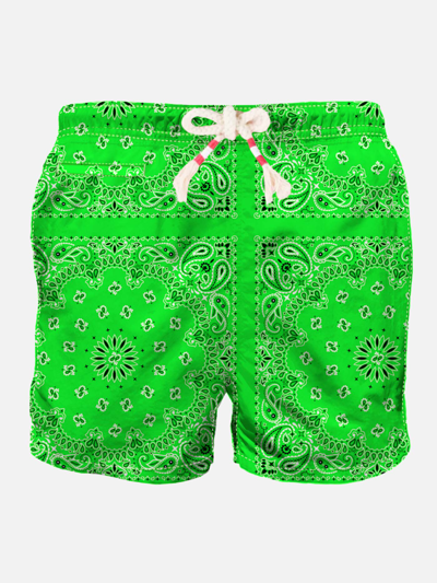 MC2 SAINT BARTH MAN SWIM SHORTS WITH GREEN BANDANNA PRINT