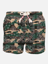 Mc2 Saint Barth Man Swim Shorts With Camouflage Bandanna Print In Grey
