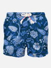 Mc2 Saint Barth Man Swim Shorts With Blue Flower Print In Blue