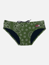 Mc2 Saint Barth Man Swim Briefs With Military Green Bandanna Print In Green