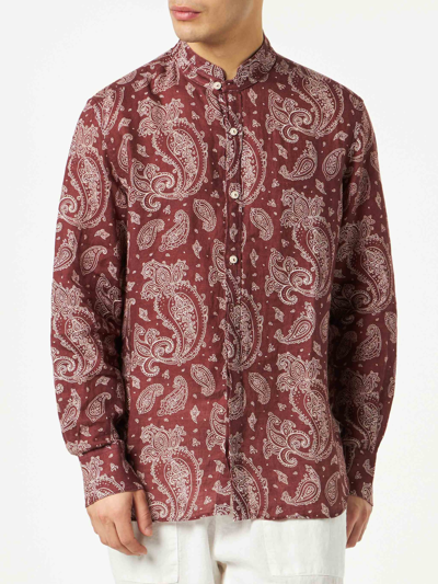 Mc2 Saint Barth Man Shirt With Paisley Print In Brown