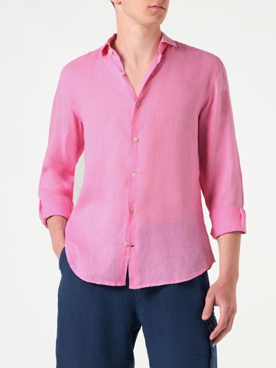 Mc2 Saint Barth Man Pink Linen Pamplona Shirt