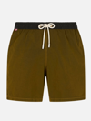 Mc2 Saint Barth Man Ochre Light Fabric Swim Shorts In Yellow