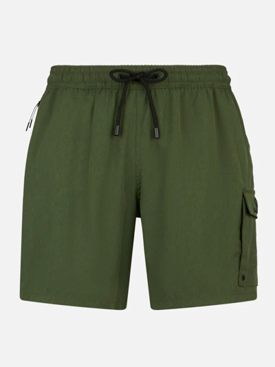 Mc2 Saint Barth Man Military Green Comfort And Stretch Swim Shorts