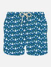 Mc2 Saint Barth Light Fabric Man Swim Shorts Tequila Print In Blue