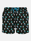 Mc2 Saint Barth Man Light Fabric Swim Shorts With Snoopy Print Peanuts® Special Edition In Black