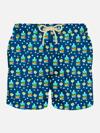 Mc2 Saint Barth Man Light Fabric Swim Shorts With Portofino Gin Print Portofino Dry Gin Special Edition In Blue