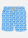 Mc2 Saint Barth Man Light Fabric Swim Shorts With Mushrooms Print In Sky
