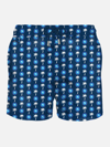 Mc2 Saint Barth Man Light Fabric Swim Shorts With Napoli Logo Print Ssc Napoli Special Edition In Blue