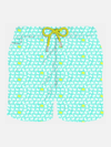 Mc2 Saint Barth Man Light Fabric Swim Shorts With Crabs Print In Green
