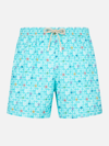 Mc2 Saint Barth Man Light Fabric Comfort Swim Shorts With Sea Star Print In White