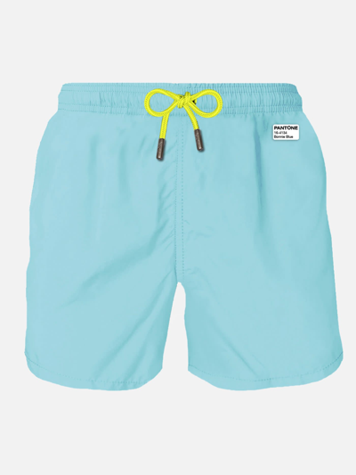 Mc2 Saint Barth Man Light Blue Swim Shorts Pantone Special Edition In Sky