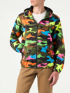 Mc2 Saint Barth Man Hooded Jacket With Camouflage Print In Fluo
