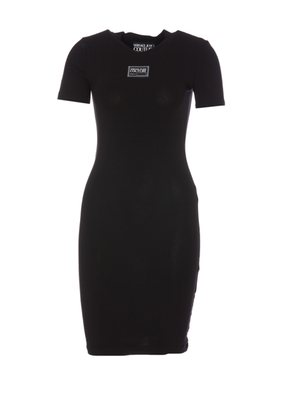 Versace Jeans Couture Logo Patch T-shirt Dress In Black