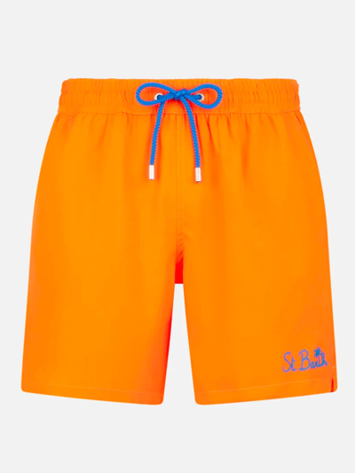 Mc2 Saint Barth Man Fluo Orange Comfort Swim Shorts