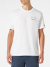 Mc2 Saint Barth Man Cotton T-shirt With St. Barth Island Print In White