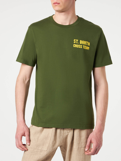 Mc2 Saint Barth Man Green T-shirt With Snoopy Print Peanuts Special Edition