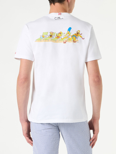 Mc2 Saint Barth Man Cotton T-shirt With Simpson Family Print The Simpson Special Edition In White