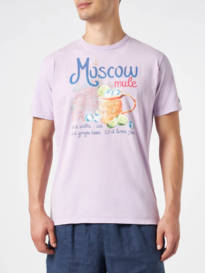 Mc2 Saint Barth Man Cotton T-shirt With Moscow Mule Print In Purple