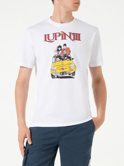 Mc2 Saint Barth Man Cotton T-shirt With Lupin Print Lupin Iii Special Edition In White