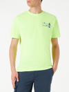 Mc2 Saint Barth Man Cotton T-shirt With Like A Virgin Embroidery In Fluo