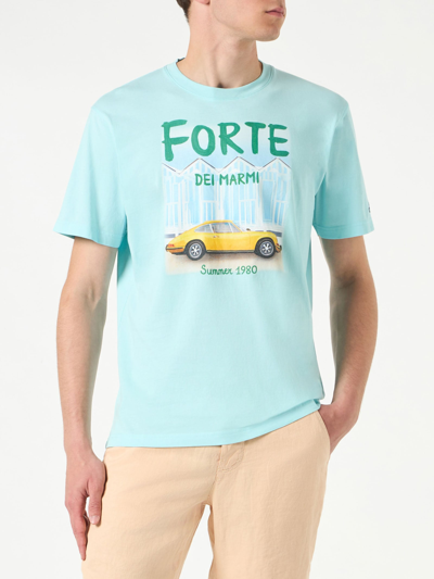 Mc2 Saint Barth Man Cotton T-shirt With Forte Dei Marmi Car Print In Green