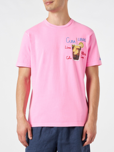 Mc2 Saint Barth Cuba Embroidered-logo Cotton T-shirt In Fluo