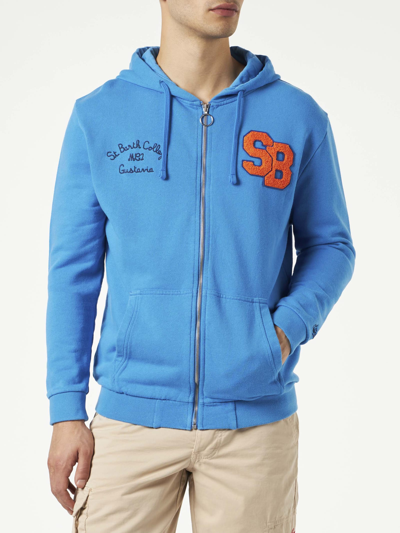 Mc2 Saint Barth Man Cotton Sweatshirt With Patch And Embroidery
