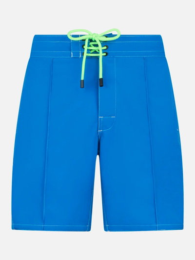 Mc2 Saint Barth Man Comfort And Stretch Bluette Surf Swim Shorts In Sky